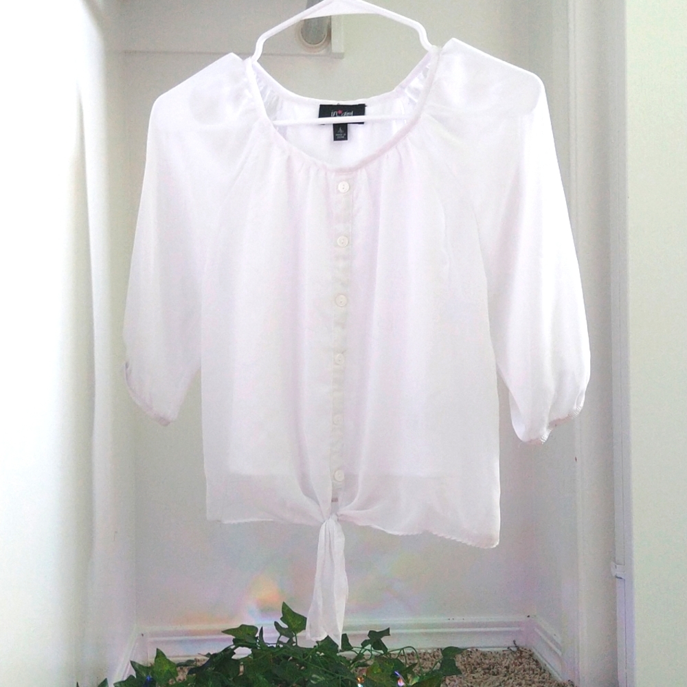 White See-Through Polo Long Sleeve Shirt
